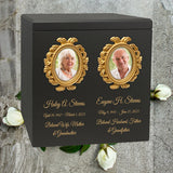 Gold Photo Frames Companion Wood Urn -  Parents Photo Urn - Vault Option