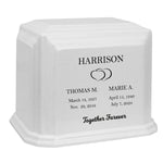 Cultured Marble Companion Cremation Urn - Loving Parents Urn - 12 Color Choices - Vault Option