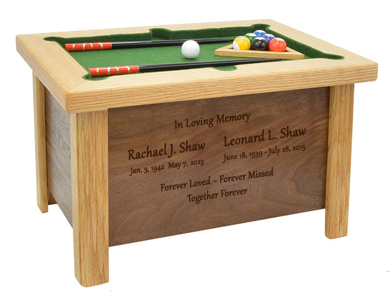Pool Table & Billiards Companion Cremation Urn  - Hand Made USA Gaming Table Urn