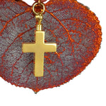 Copper Aspen Leaf & Cross Ornament Urn