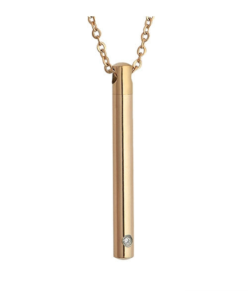 Copper Slender Cylinder Cremation Jewelry Urn - Love Charms Option