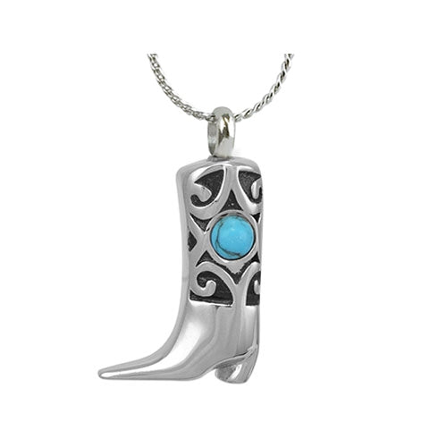 Cowboy Boot Turquoise Ash Pendant Urn - Love Charms Option