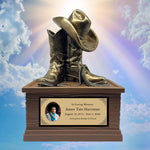 Cowboy Boots Hat & Rope Child Cremation Urn - Free Engraved Plate - Photo Option