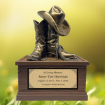Cowboy Boots Hat & Rope Child Cremation Urn - Free Engraved Plate - Photo Option