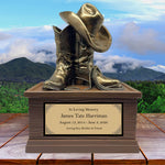 Cowboy Boots Hat & Rope Child Cremation Urn - Free Engraved Plate - Photo Option