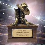 Cowboy Boots Hat & Rope Adult Cremation Urn - Free Engraved Plate - Photo Option