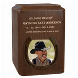 Cowboy or Cowgirl Horseshoe Walnut Photo Cremation Urn - Handcrafted Urn - Personalization and Photo Included