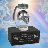 Football Adult or Medium Cremation Urn & Dallas Cowboys Hover Helmet Décor - Free Engraving