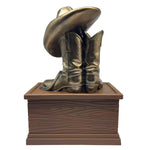 Cowgirl Boots Hat & Rope Adult Cremation Urn - Free Engraved Plate - Photo Option