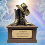 Cowgirl Boots Hat & Rope Child Cremation Urn - Free Engraved Plate - Photo Option