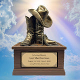 Cowgirl Boots Hat & Rope Adult Cremation Urn - Free Engraved Plate - Photo Option