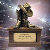 Cowgirl Boots Hat & Rope Adult Cremation Urn - Free Engraved Plate - Photo Option