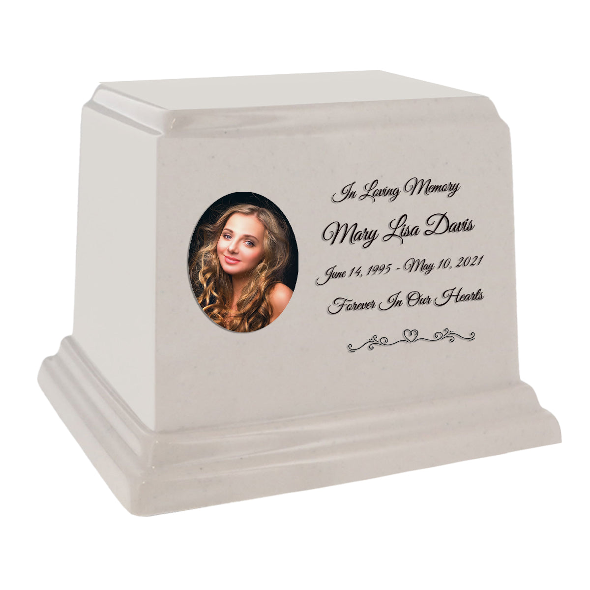 Cream Photo Granite Large Adult or Medium Urn