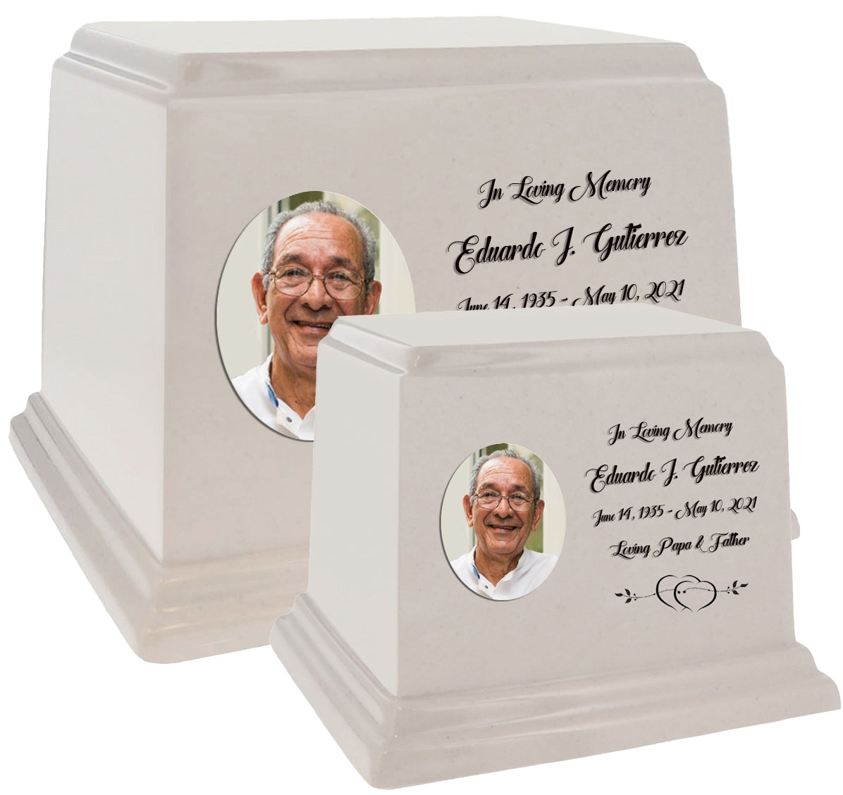 Cream Photo Granite Large Adult or Medium Urn