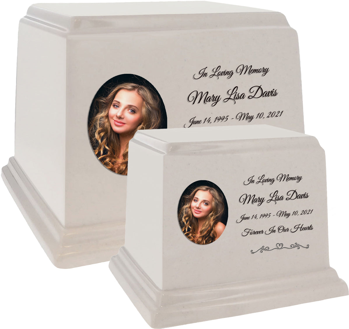 Cream Photo Granite Large Adult or Medium Urn