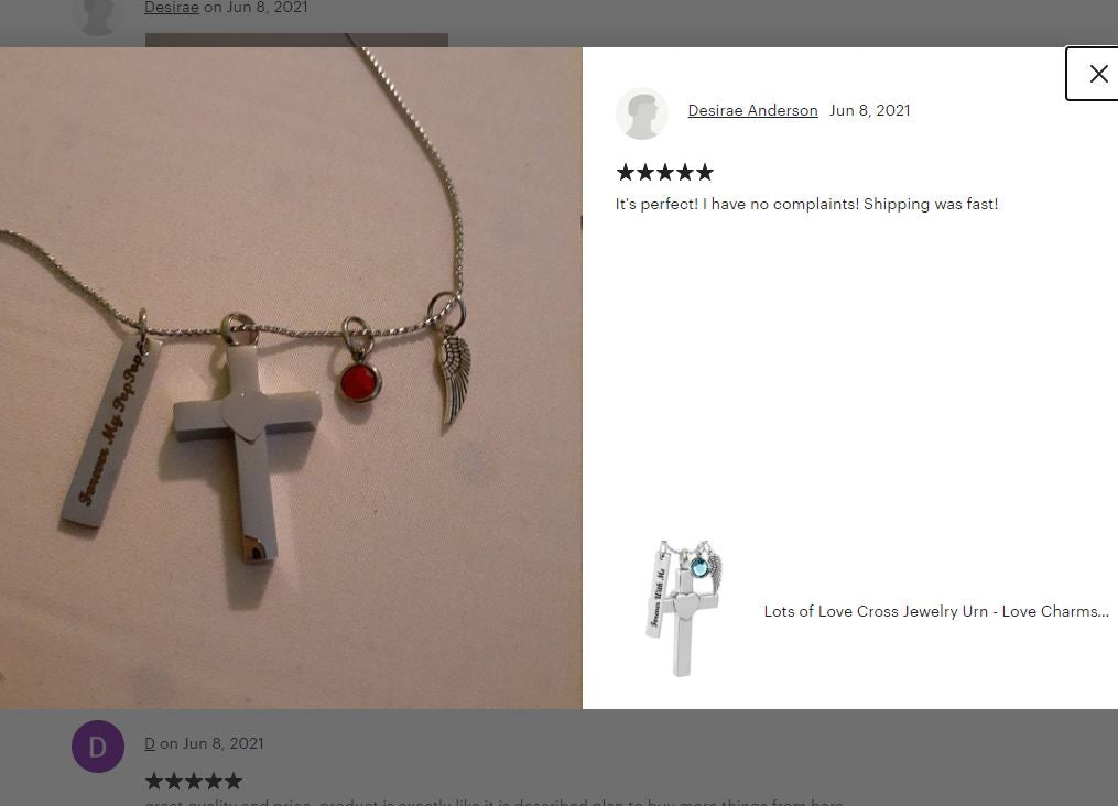 Lots of Love Cross Jewelry Urn - Love Charms™ Option