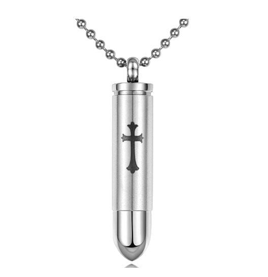 Cross Bullet Magnum Pendant Keepsake Urn - Love Charms Option