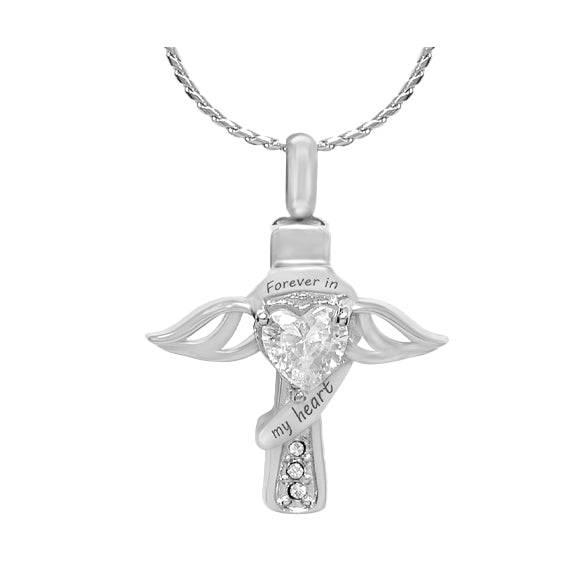 Forever In My Heart Cross Cremation Jewelry Urn - Love Charms® Option
