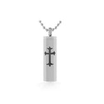 Cross Cylinder Pendant Keepsake Urn - Love Charms Option
