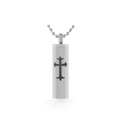 Cross Cylinder Pendant Keepsake Urn - Love Charms Option