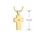 Memorial Cross 14KT Gold CZ Reversible Cremation Jewelry Urn - SHIPS NOW