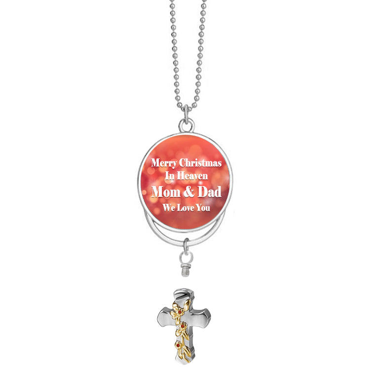 Rose Cross Urn & Photo Medallion Christmas Ornament