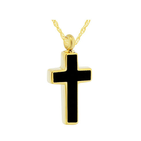 Black Gold Cross Ash Urn