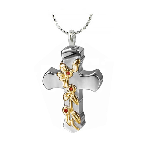 Memorial Flower Cross Ash Urn - Love Charms™ Option