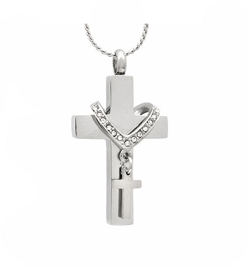 Cross Of Love Pendant Urn - Love Charms Option