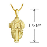 Cross Angel Wings 10KT or 14KT Gold Cremation Jewelry Urn - SHIPS NOW