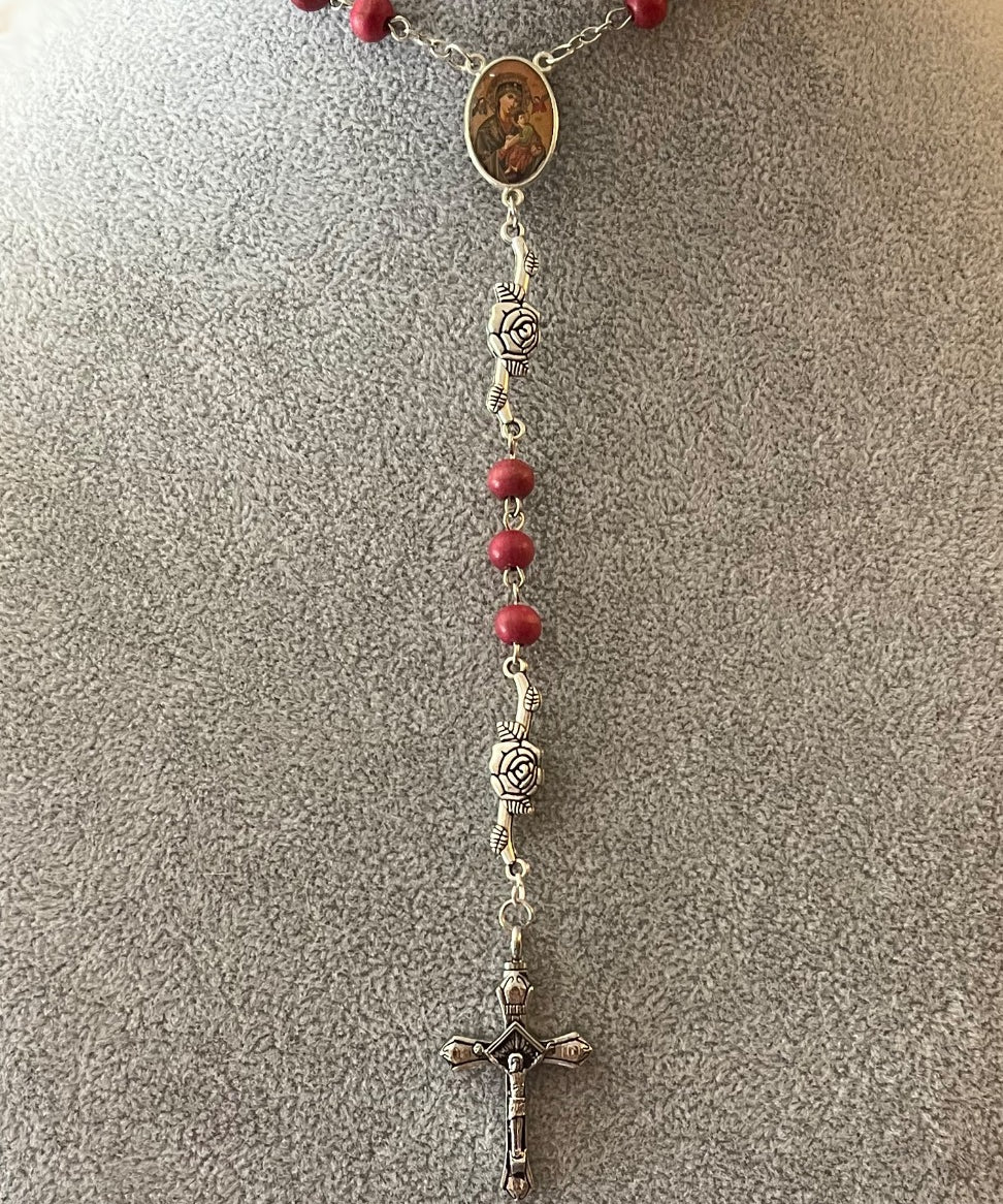 Crown of Roses Scented Rosary Necklace Urn