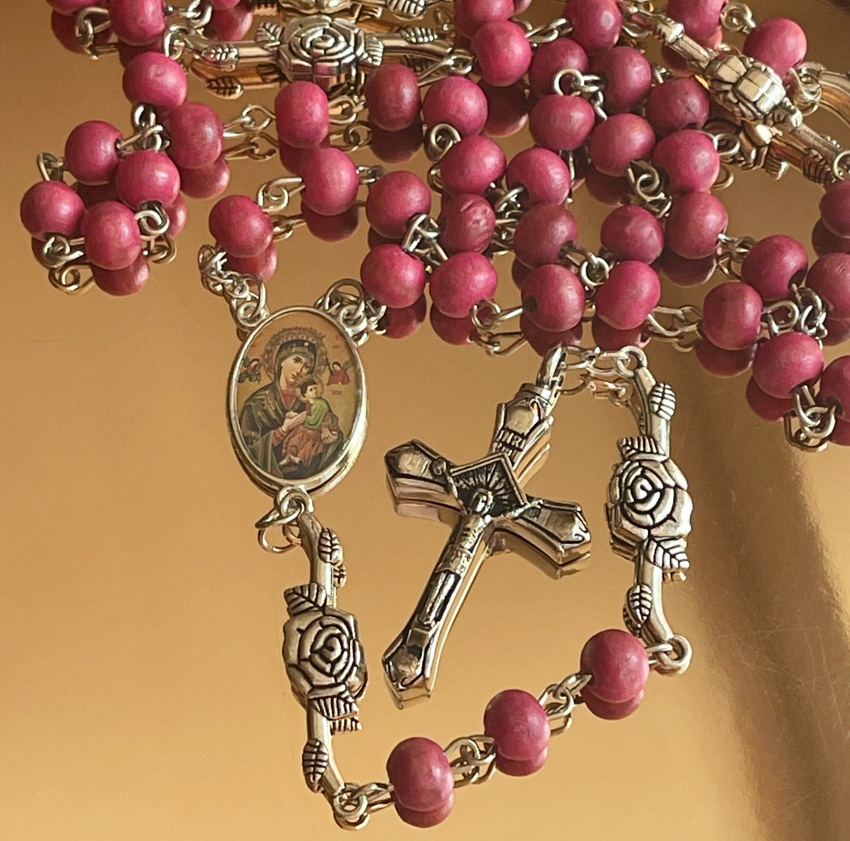 Crown of Roses Scented Rosary Necklace Urn