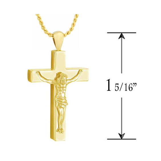 Crucifix 10KT or 14KT Gold Cremation Jewelry Urn - ORDER NOW