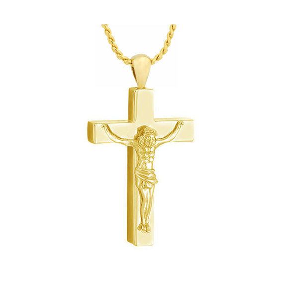 Crucifix 10KT or 14KT Gold Cremation Jewelry Urn - SHIPS NOW