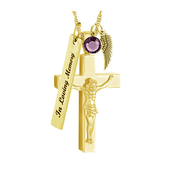 Crucifix Gold Ash Pendant Urn - Love Charms™ Option 