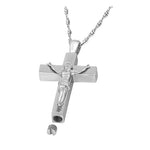 Crucifix Cremation Ash Pendant Urn - Love Charms Option