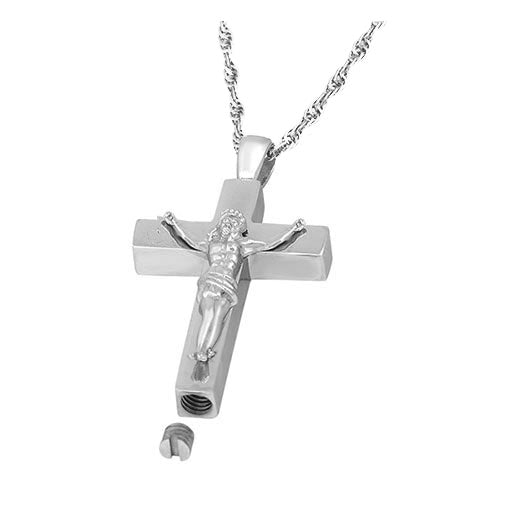 Crucifix Cremation Ash Pendant Urn - Love Charms Option