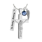 Crucifix Cremation Ash Pendant Urn - Love Charms Option