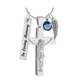 Crucifix Cremation Ash Pendant Urn - Love Charms Option