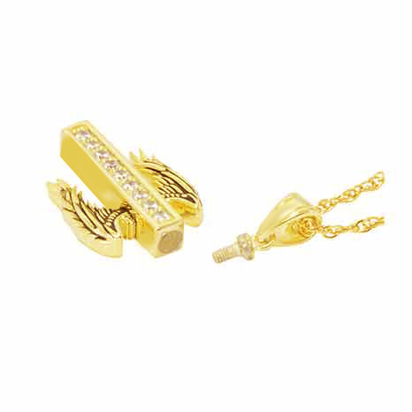 Crystal Winged Gold Cross Ash Urn - Love Charms™ Option 