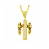 Crystal Winged Gold Cross Ash Urn - Love Charms™ Option