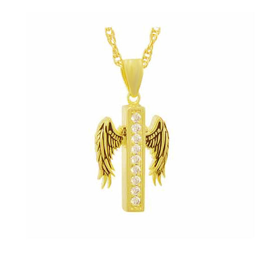Crystal Winged Gold Cross Ash Urn - Love Charms™ Option 