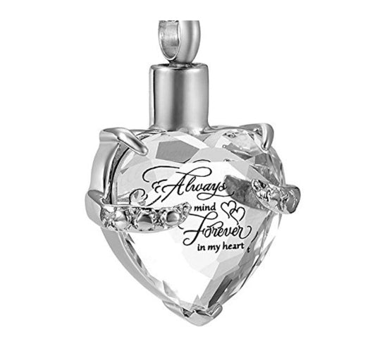 Crystal Always & Forever Heart Stainless Ash Urn