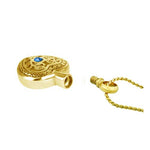 Blue Crystal Floral Gold Heart Pendant Urn - Love Charms Option