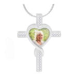 Crystal Cross Heart Photo Jewelry Urn Pendant - Love Charms® Option