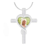 Crystal Cross Heart Photo Jewelry Urn Pendant - Love Charms® Option