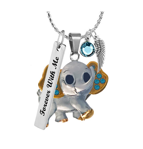 Blue Baby Elephant Pendant Urn - Love Charms™ Option