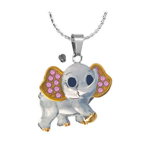 Pink Baby Elephant Pendant Urn - Love Charms™ Option