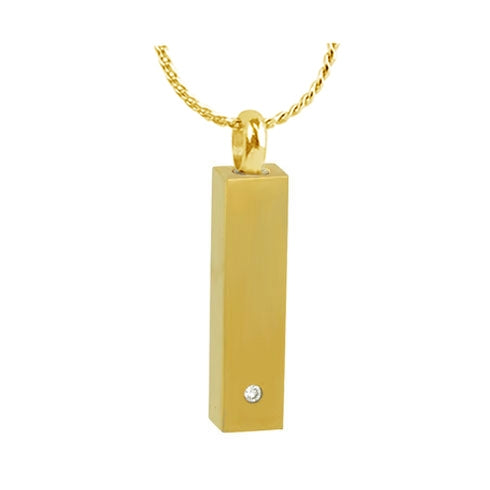 Gold Bar Crystal Ash Pendant Urn - Love Charms Option