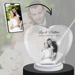 3D Crystal Large Heart Photo - Engraving & Light Base Options